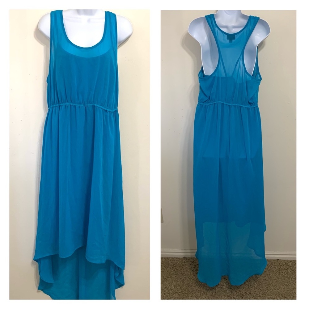❤️3/$10❤️ Mossimo Teal Blue Chiffon High-Low Dress